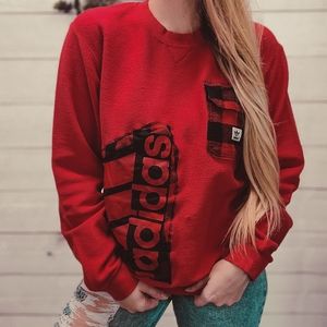 Adidas rework red plaid size M to L